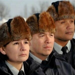 Vintage 80s RCMP Muskrat Fur Winter Hat